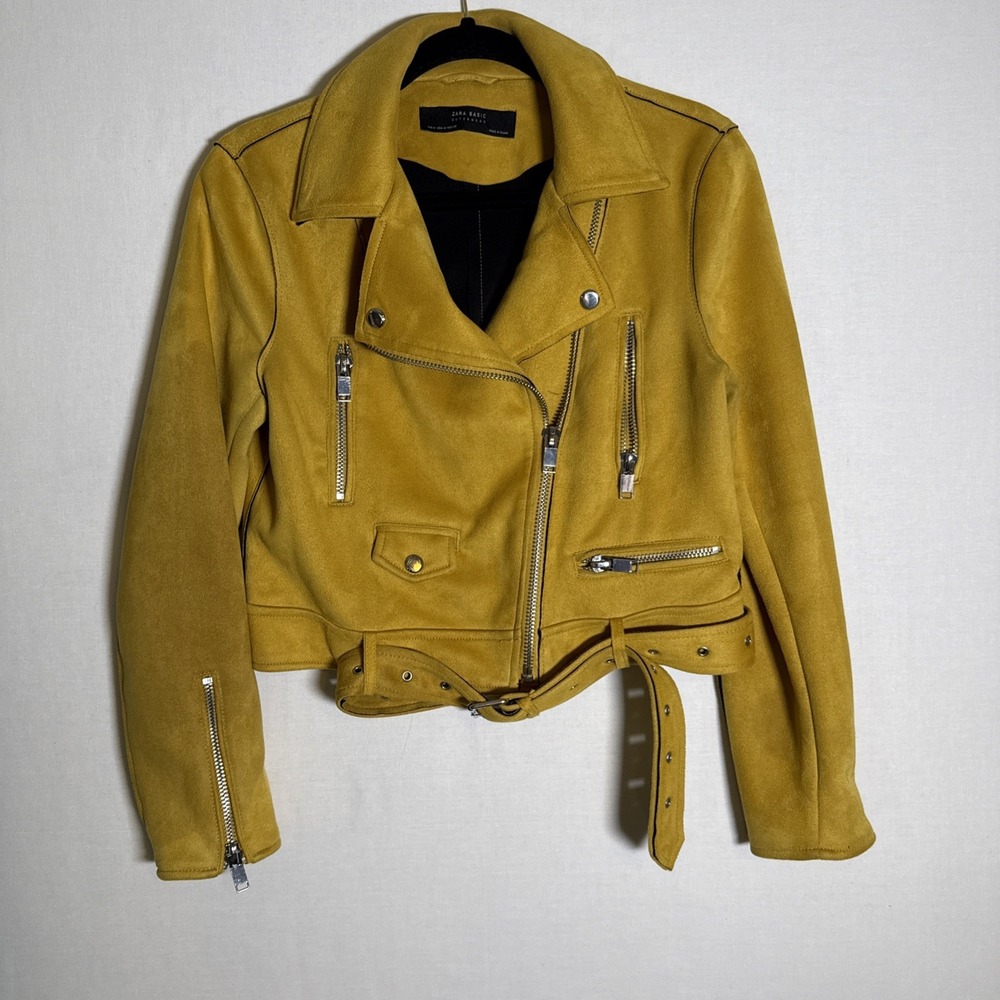 Zara Mustard Motorcycle Jacket Medium Edgy Metal Rocker